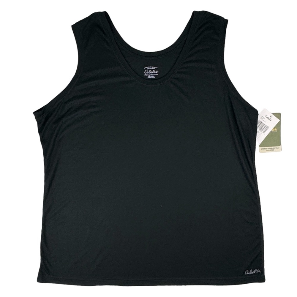 Cabela's Women's 2X Vermillion Falls Tank Top Black‎ Wicking UPF Anti-bacterial